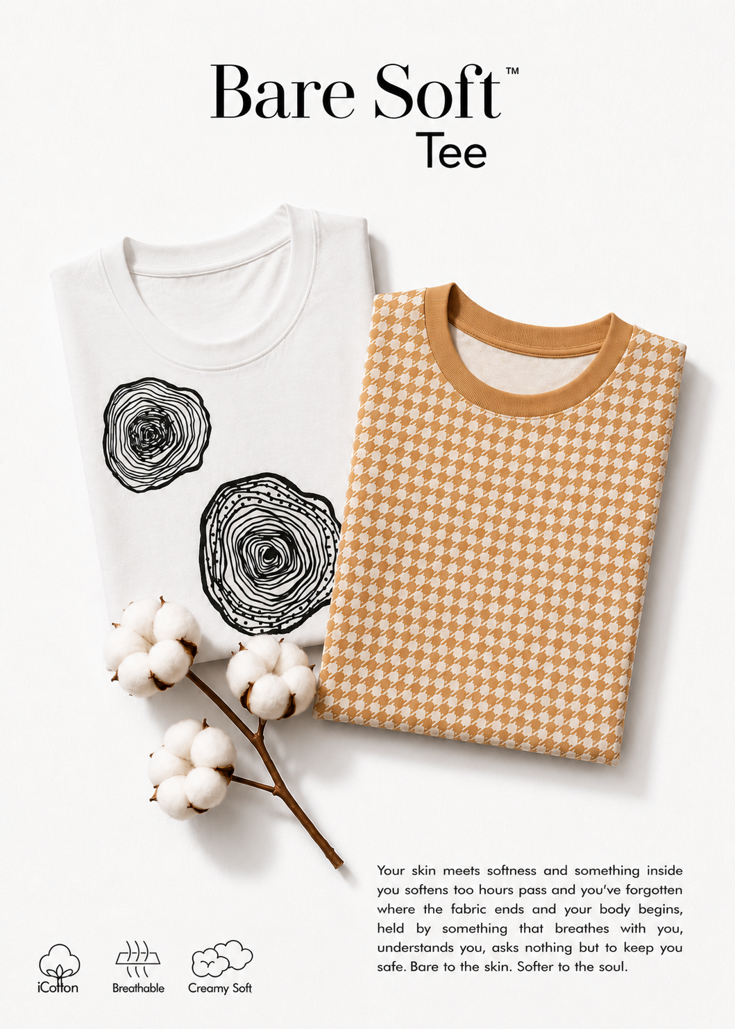 iCotton Woodprint Oversized Muscle Tee + Houndstooth Muscle Tee
