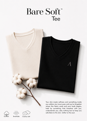 iCotton Signature Vee Neck Tee in Black & White