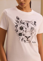 Embroidered Lioness Graphic Tee