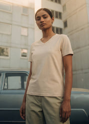 iCotton Signature Vee Neck Tee