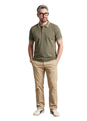 Twin Line Polo T-Shirt - Olive Green