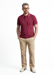 Twin Line Polo T-Shirt - Maroon