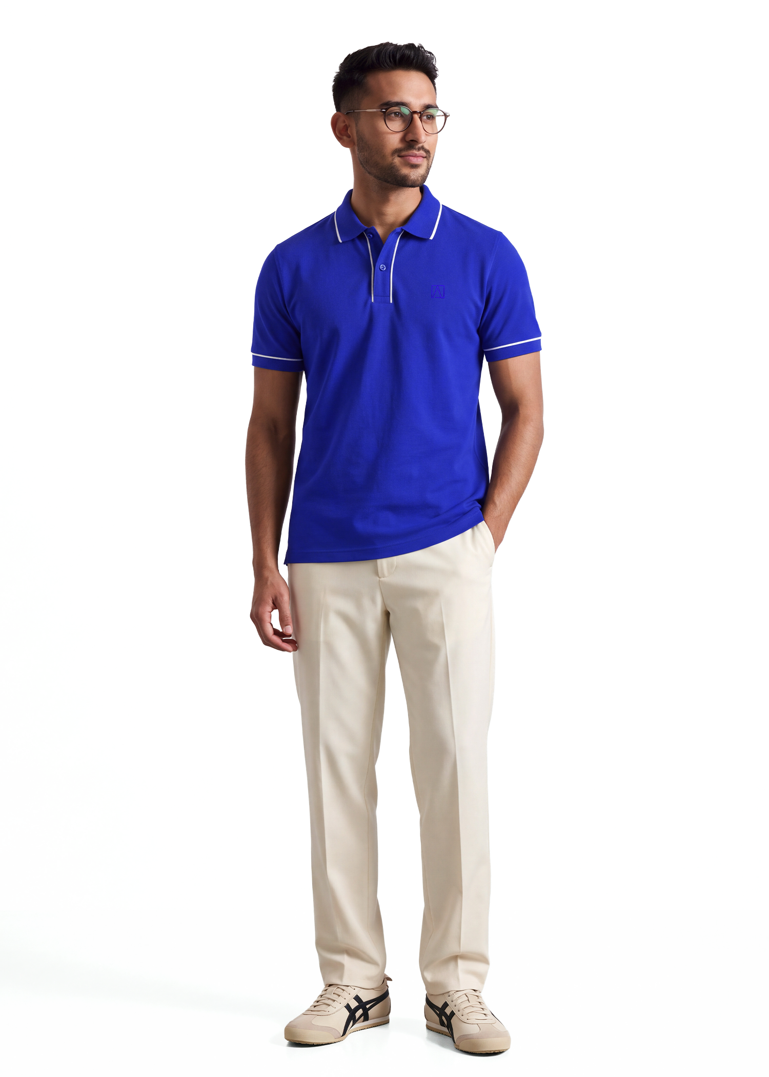 The Outline Polo T-Shirt - Cobalt with White Tipping