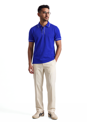 The Outline Polo T-Shirt - Cobalt with White Tipping