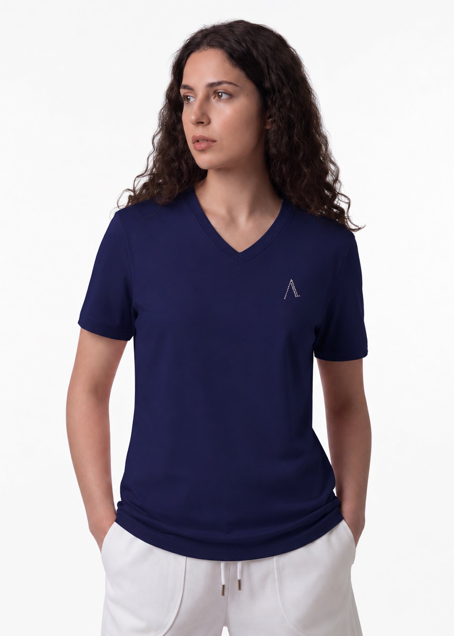 iCotton Signature Vee Neck Tee