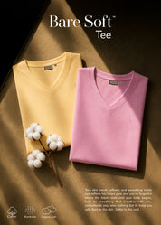 iCotton Signature Vee Neck Tee in Yellow & Powder Pink