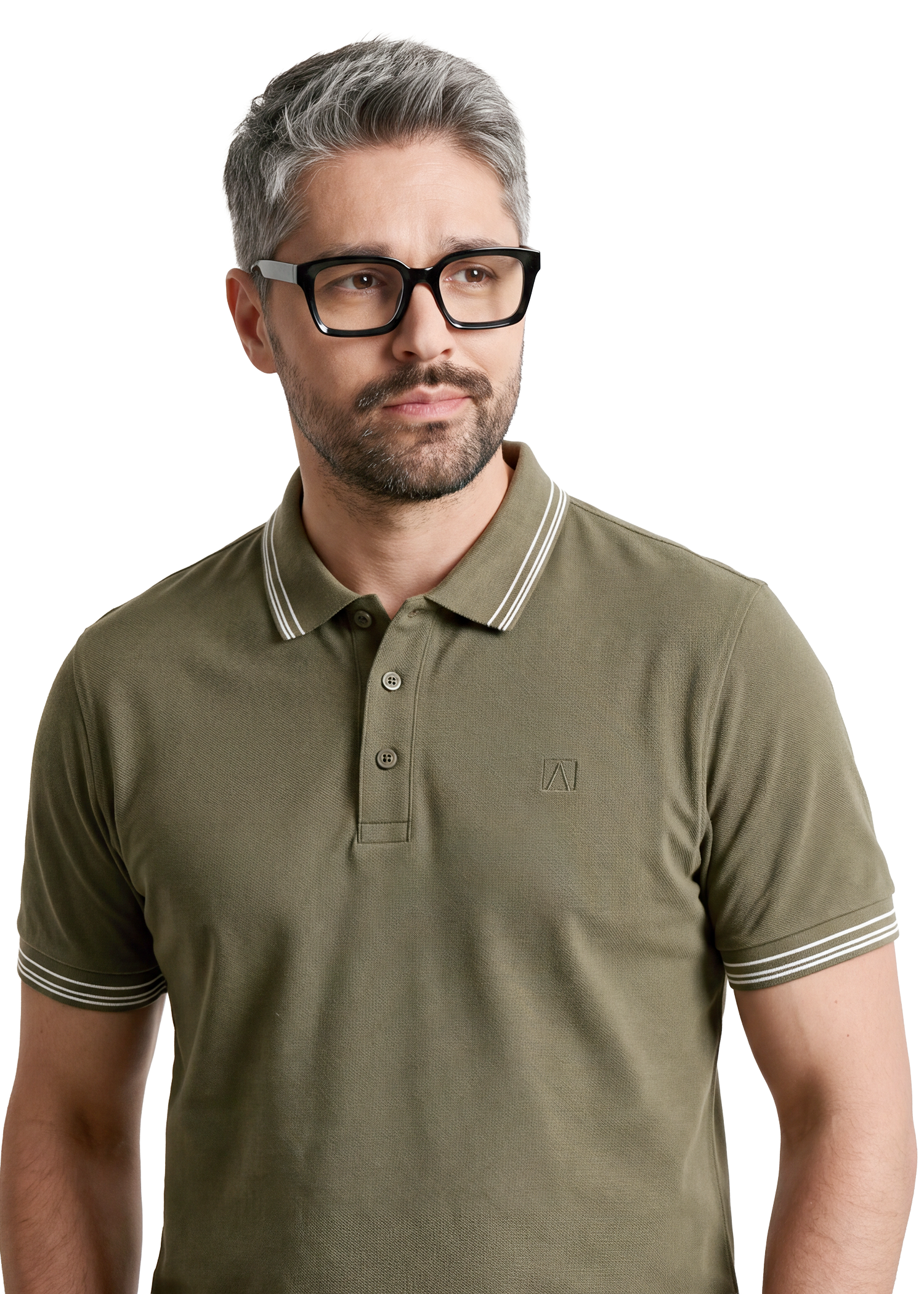 Twin Line Polo T-Shirt - Olive Green