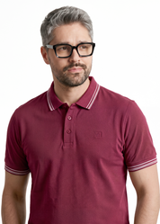 Twin Line Polo T-Shirt - Maroon