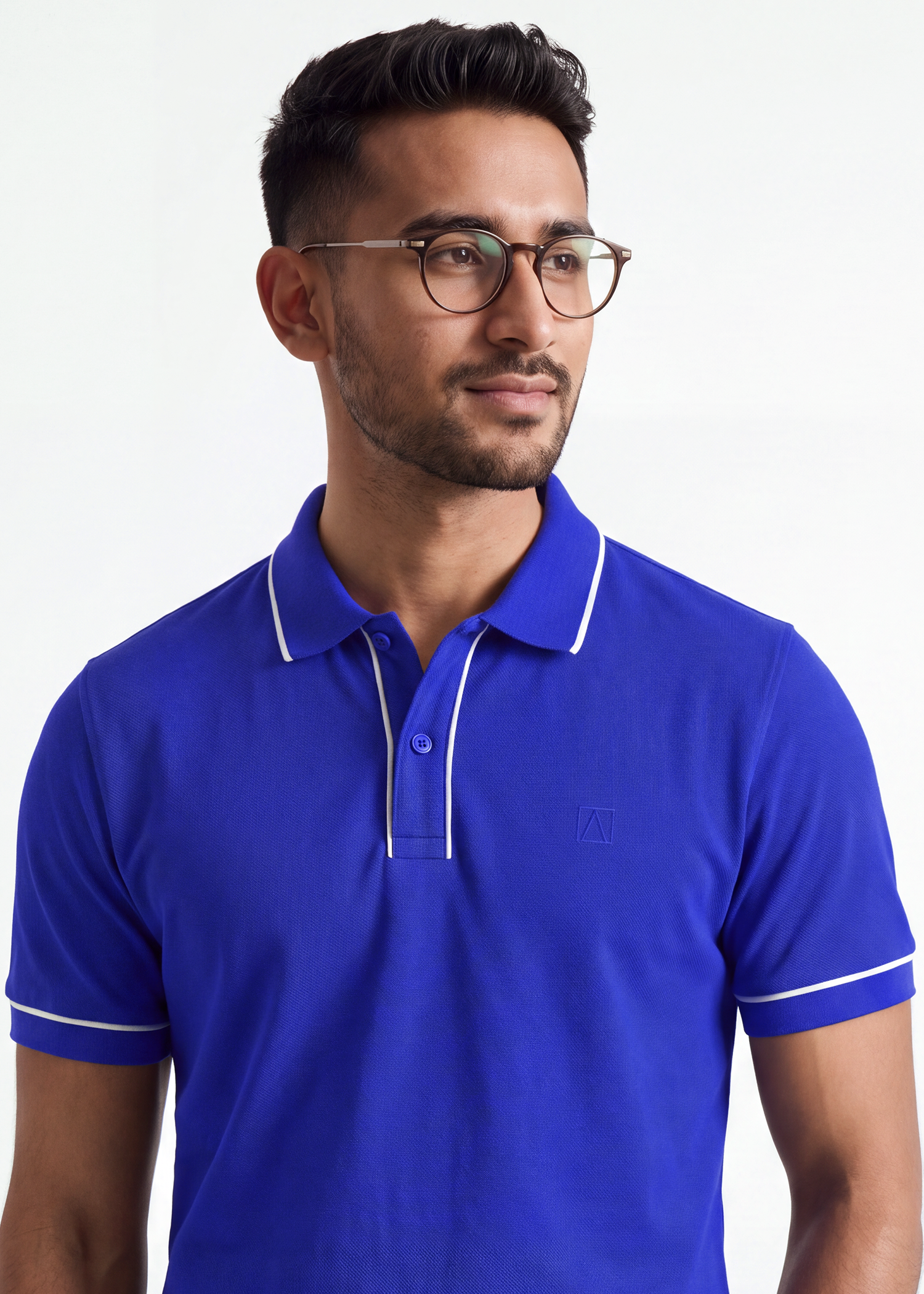 The Outline Polo T-Shirt - Cobalt with White Tipping