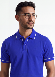 The Outline Polo T-Shirt - Cobalt with White Tipping