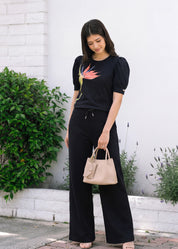 iCotton Print Pouf Sleeve Top