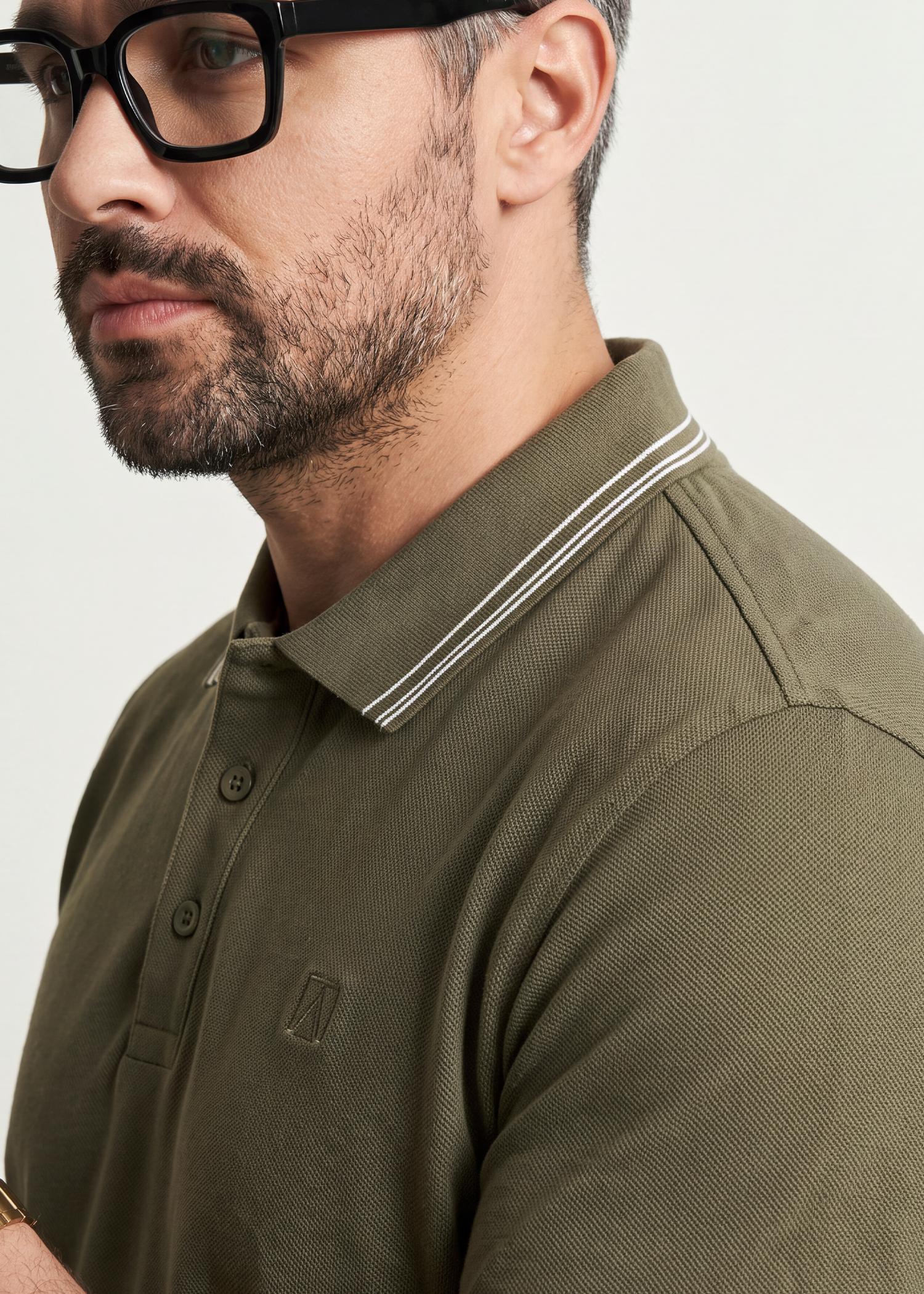 Twin Line Polo T-Shirt - Olive Green