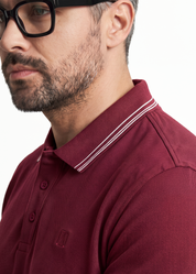 Twin Line Polo T-Shirt - Maroon