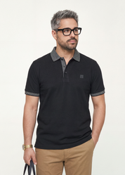 Noir Knit Polo T-Shirt - Jet Black