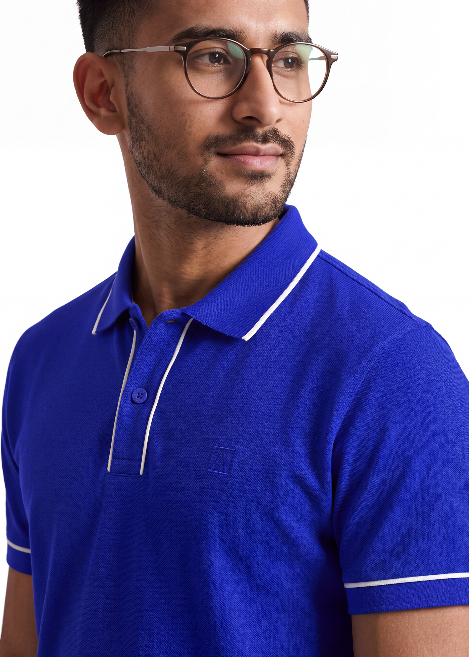 The Outline Polo T-Shirt - Cobalt with White Tipping