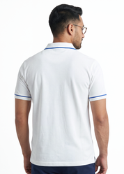 The Outline Polo T-Shirt - White with Cobalt Tipping