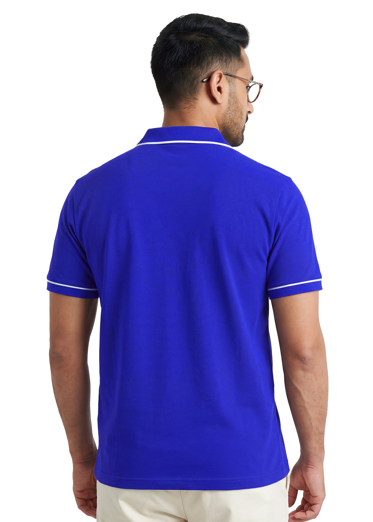 The Outline Polo T-Shirt - Cobalt with White Tipping