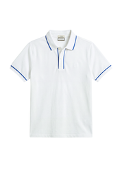 The Outline Polo T-Shirt - White with Cobalt Tipping