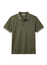 Twin Line Polo T-Shirt - Olive Green