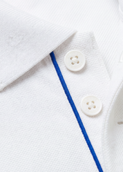 The Outline Polo T-Shirt - White with Cobalt Tipping