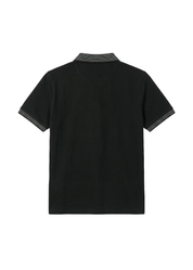 Noir Knit Polo T-Shirt - Jet Black