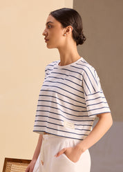 Striped Nautical Oversized Crop Tee