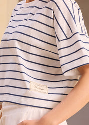 Striped Nautical Oversized Crop Tee