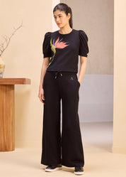 Cool Expressive Print Pouf Sleeve Top