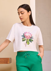 iCotton Printed Oversized Crop Tee