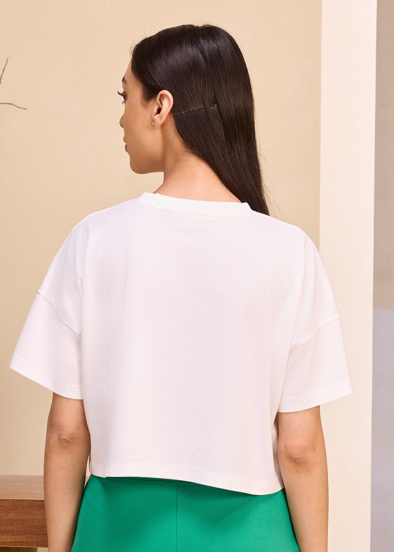 iCotton Printed Oversized Crop Tee