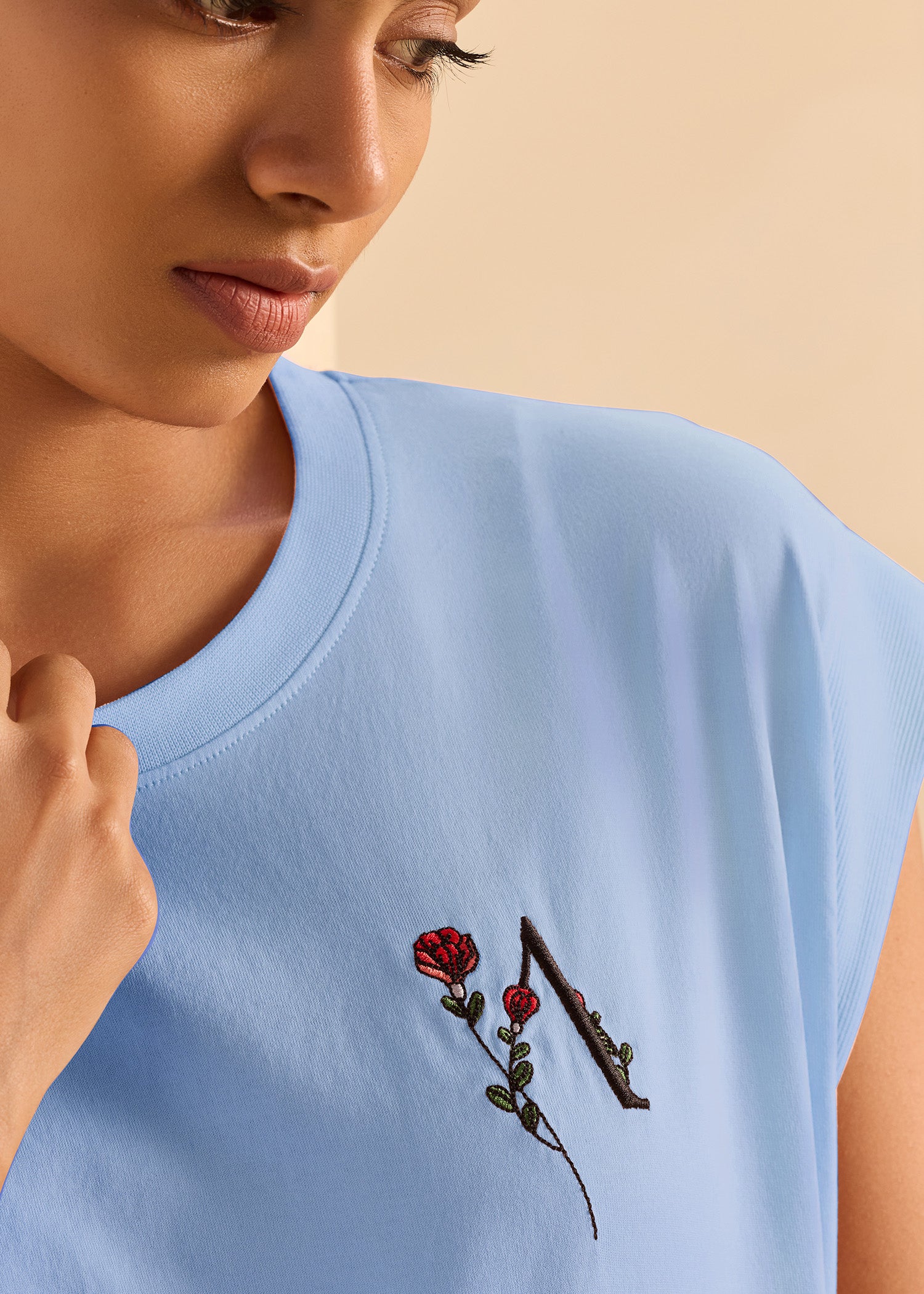 Embroidered Boxy Muscle Tee