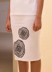 Soft Woodprint Fitted Knit Skirt