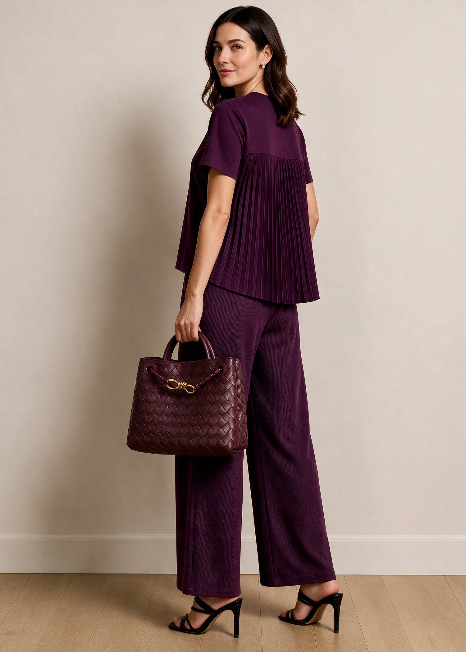 Pleated Top + Twill Pants