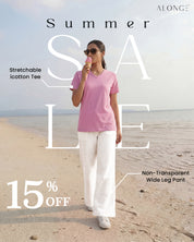 iCotton Signature Vee Neck Tee + Non-Transparent Wide Leg Pants