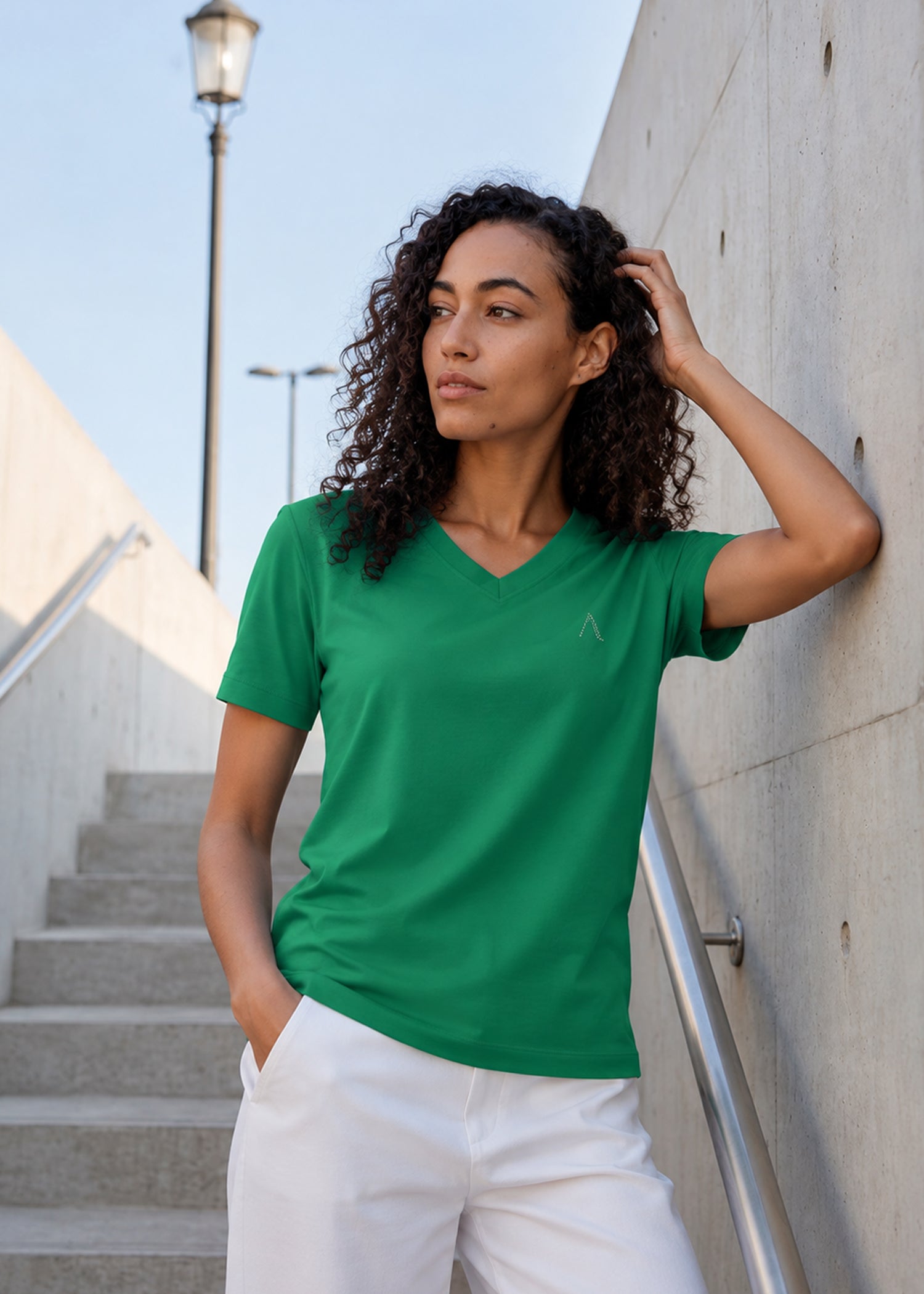 iCotton Signature Vee Neck Tee